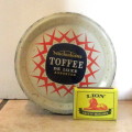 Vintage Vintage Mackintosh`s Toffee De Luxe Ad Litho Tin, England. 80mm high 130mm diameter.
