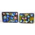 Two Lovey Vibrant Color Vintage Enamel Over Metal Trinket Dishes. 150x100mm and 120x90mm.