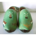 1940`s Holland, Vintage Wooden Shoes/ Clogs, Hand Painted. 230mm long. Original.