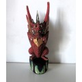 vINTAGE Hand Carved and painted Wooden Gargoyle / Griffin / Dragon. 150mm high. Tip of wing off.