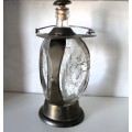 Vintage Lipper & Mann Decanter Brass Glass Steampunk Works. 250mm high.