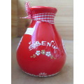 Lovely Bright red Hand made and painted Croatia bud vase. 95mm high.