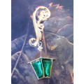 Vintage Street lamp Brooch hanging from elaborate silver toned embellishment. Never seen before.