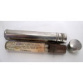 Vintage Metal Medicine Phial Container - with Glass Phial Iodine Pen.  70mm