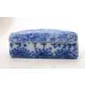 Antique Chinese Porcelain Ring Box, Blue Underglaze Porcelain. 1920`s. 60x60mm.