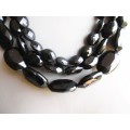 Vintage Three String Black Jet Bead Necklace. Different bead sizes. Extension chain. 50mm.