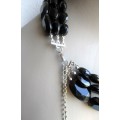 Vintage Three String Black Jet Bead Necklace. Different bead sizes. Extension chain. 50mm.