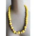 2 x Yellow Wooden bead Necklaces. One with Gold color.  64cm