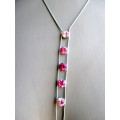 Costume Jewelry. Rose Pink color ombre glass stones set in a delicate silver color chain. 65 cm