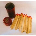 Chinese Fortune Sticks, 59 Wooden Sticks red tipped in tube depicting dragon. As per photo