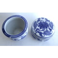 Vintage Geniune Ming Blue Porcelain Trinket holder and Flower vase. See Photo for scale.