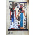 Original Signed Papyrus Painting of Nefertiti and Isis, in original holder. 200x250mm