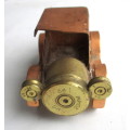 Brass & copper Car model made from bullet shells and coins. Rhodesia. 90x50mm Unique.