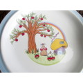 Three Piece Vintage Denby Pottery Apple Mouse Plates/Bowl Mushroom Rainbow Barbara Sharp England