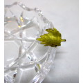 Achor Hocking Crystal Clear Glass Ashtray Gold Leaves Hollywood Regency. 80mm dia.