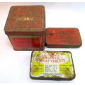 Lot of 3 Vintage Medical Tins. As per photo.