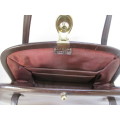 Vintage 60s Harrods London Satchel Handbag Women Brown Faux Leather Purse. 25cmx18cm.