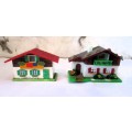 Two Vintage Miniature Swiss House Alpine Cottage Click Picture Viewer. Germany. One clicker broken.