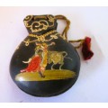 Vintage Handmade Embossed with Bull scene, Wooden Spanish Castanets. Lovely.