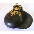 Vintage Handmade Embossed with Bull scene, Wooden Spanish Castanets. Lovely.