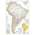 Vintage National Geographic 1950 South America Map. Size: 740mm x 1020mm