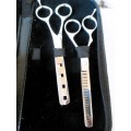Chantlok Hair cutting Set. 2 Scissor and Razors. As per photo. Seems new.