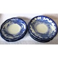 Lot of five Antique Chinese Themes Flow Blue small Plates. Delicate.