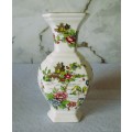 Lovely Vintage Crown Staffordshire Vase-Hexagonal Pagoda Pattern-Circa 1970s, 1980s. 150mm high.