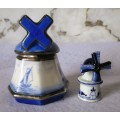 Two small Deft Vintage Porcelain windmills, perfect for printer tray. marked. as per photo.