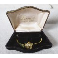 Vintage Rolled Gold 20 Macrons 17 Jewels Lanc Swiss Ladies Watche in original box. Working.