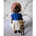 Vintage Traditional Black African Hard Plastic Doll with baby. Eyes open/close. Collectable. 165 mm