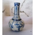 Antique Old Blue White Porcelain Dynasty Pine Tree Bamboo Flower Bottle Vase. RARE. 130mm