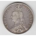 1889 Great Britain Double Florin , Victoria Jubilee Head Silver.