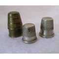 Lot of 3 Vintage Thimbles, No 5 and 7. Copper one unnumbered.