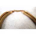 Stylish 2 Strand Layered Mesh with Metal Tunnel Beads Necklace in Rose Gold Tone - 55cm