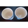 Two Vintage Etruria Wedgwood Blue Yellow and Boston Egg Cup England. 105mm high. As per photo.