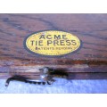 Vintage wooden Acme Tie Press, press with rachet closure clip. 240x80x25mm