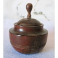 Early 20th Century, Small Wooden Tobacco Jar with lid. See photo for scale.