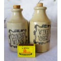 Vintage Pearsons of Chesterfield Stoneware Wine and Vinegar Cruet Set. 150mm high