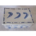 Decorative handmade Glazed Ceramic Square sweetie dish with lid. 100x50mm