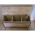 Vintage Country Kitchen Wood Coffee Sugar Tea tabel top Storage Box.  35x17x13cm