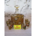 7pc Glass Victorian Liquor Set Hand painted Decanter w/Stopper Glasses Enameled. As per photo.
