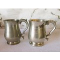 Lot of Two Pewter Tankards, engraved 130mm high. As per photo.