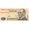1970 TURKEY 10 Lirasi Banknote. As per scan.