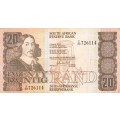 1984 to 1990 SouthAfrican Twenty Rand Replacement Banknote. As per scan.