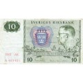 Sweden 10 Kronor 1972  Banknote. As per scan.