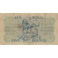 1 Pound SOUTH AFRICA 1959 Banknote. As per scan. Torn, right upper side.