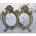 Vintage Victorian Style Solid Brass Double Oval Photo Frame, no glass. 23x20cm.