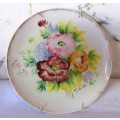 Vintage Porcelain hand painted Lamode wall hanging plate, with wire hanger.  circa 1960. 26cm dia.