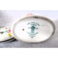 Vintage Crown Staffordshire Floral Oval Trinket Dish May you be happy . Spotless.60x40x45mm